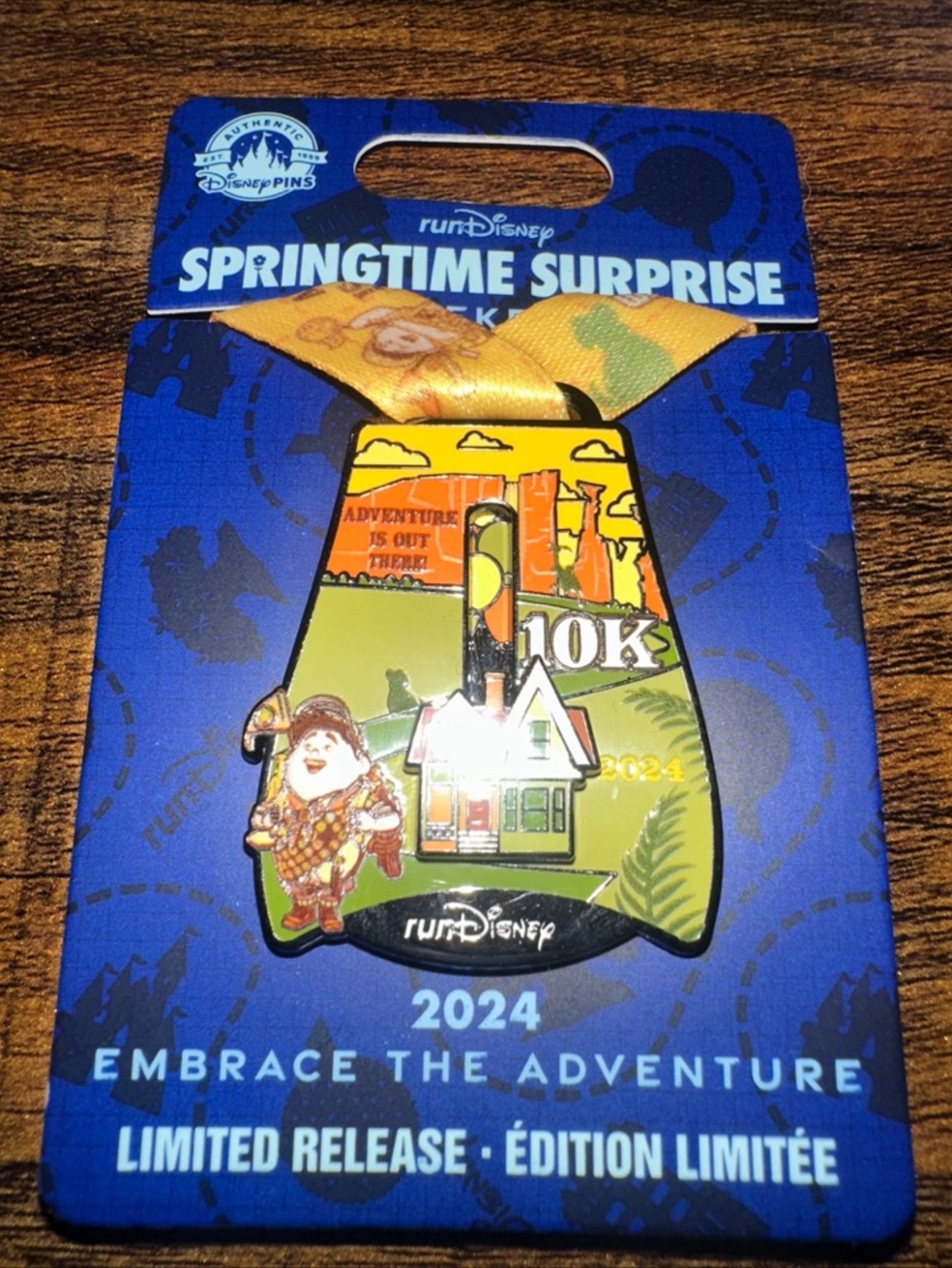 Disney RunDisney Springtime Surprise 2024 Medal Pin - Blue, Yellow, Green